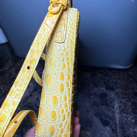 Brahmin Yellow Croc-Embossed Crossbody with Turn-Lock - Picture 5 of 7